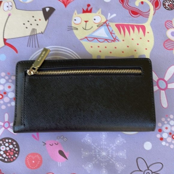 Kate Spade Staci Large Slim Bifold Wallet Black - Picture 2 of 16
